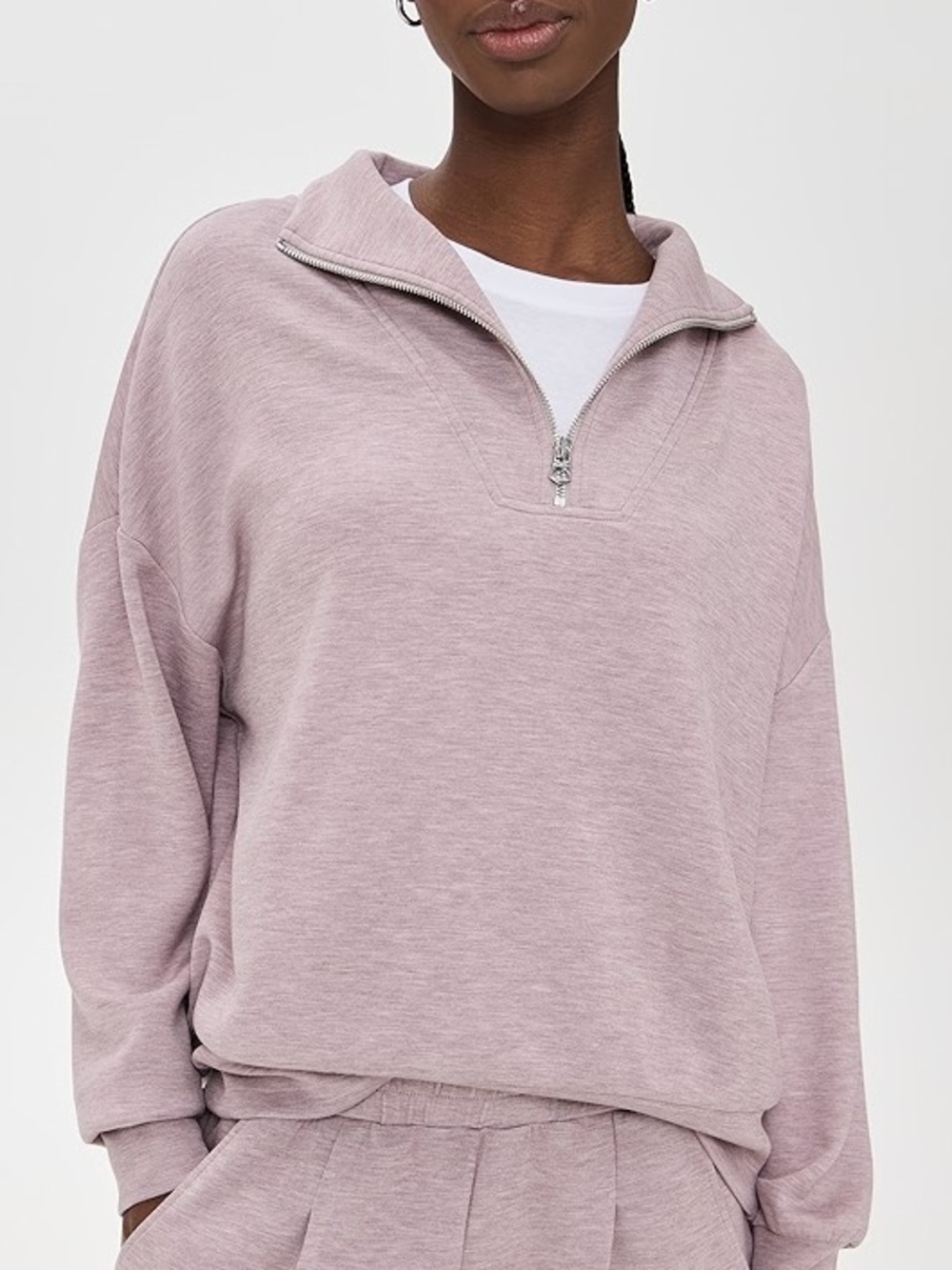 Varley Hawley Half Zip in Mauve Marl XS